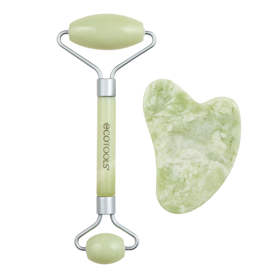 Jade Facial Roller and Gua Sha Stone Duo