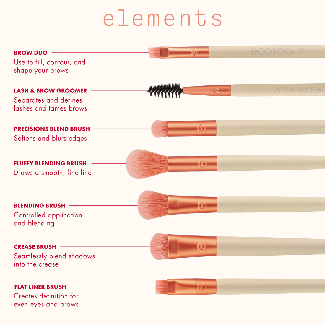 Elements Fiery Eyes Eye Makeup Brush Kit